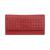 Mancini Leather Goods | Women's Basket Weave Collection RFID Secure Quadruple Fold Wallet, 颜色Red
