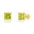 颜色: peridot, MAX + STONE | 14k Yellow Gold Solitaire Princess-Cut Gemstone Stud Earrings (7mm)
