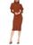 ALEXIA ADMOR | Divya Puff Sleeve Midi Sheath Dress, 颜色BROWN