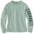 color Succulent Heather, Carhartt | Carhartt Women's Relaxed Fit Midweight Crewneck Block Logo Sleeve Graphic Sweatshirt