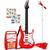 颜色: red, Best Choice Products | Kids Electric Musical Guitar Toy Play Set w/ 6 Demo Songs, Whammy Bar, Microphone, Amp, AUX