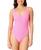 颜色: Malibu Pink, Salt + Cove | Women's Mint Tea Rib Scrunch One-Piece Swimsuit, Exclusively at Macy's
