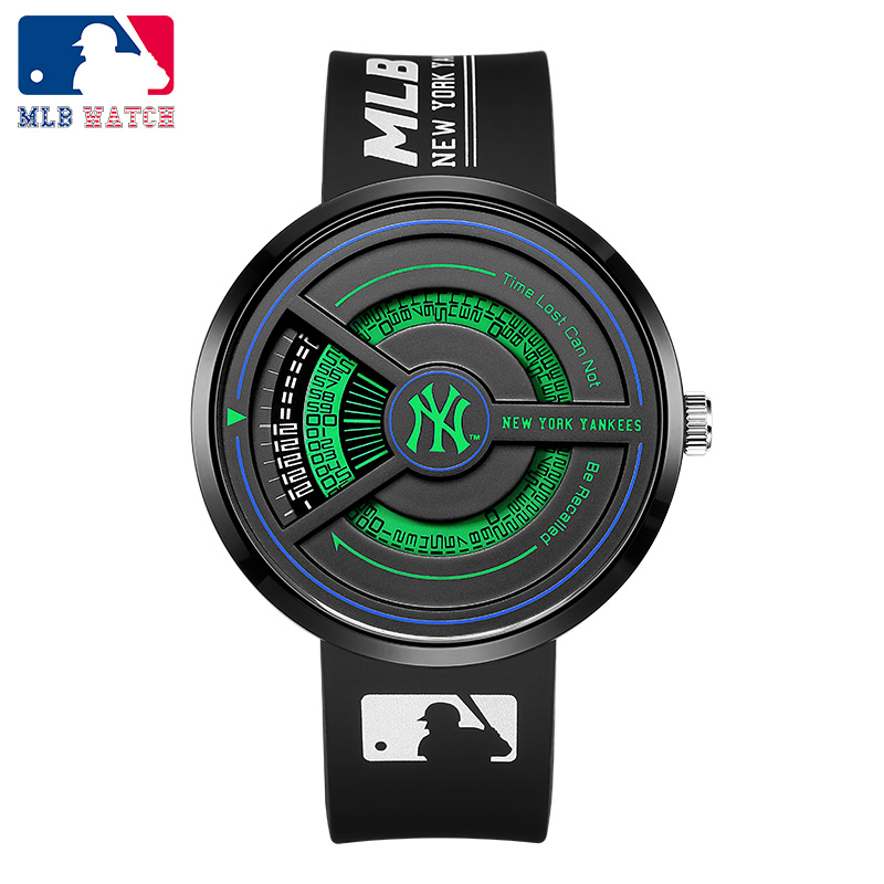 商品MLB | MLB 美职棒NewYork系列街头潮酷个性指针手表 运动潮流防水石英女表 欧美表 NY607颜色绿色
