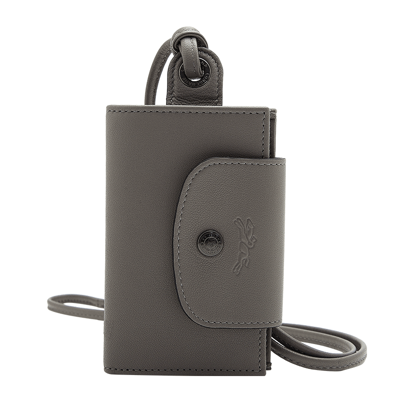 商品第1个颜色灰色, Longchamp | 珑骧 LONGCHAMP 奢侈品 女士灰色皮质挂脖钱包卡包卡夹30018 757 P55