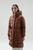 商品Woolrich | Aliquippa Silky Long Down Jacket with a Drawstring Waist颜色Lodge Brown