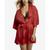 颜色: Dark Red, Jezebel | Women's Muse Satin Lingerie Kimono Robe