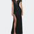 颜色: Black, La Femme | Lace Off the Shoulder Gown with Deep V Neckline