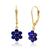 颜色: created blue sapphire, MAX + STONE | 14k White or Yellow Gold Gemstone Flower Dangle Leverback Earrings