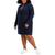 商品Tommy Hilfiger | Tommy Hilfiger Womens Plus Ribbed Hooded Sweatshirt Dress颜色Sky Captain