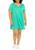 color Irish Green Stripe, Love, Fire | Plus Size Short Sleeve Striped Split Neck T-Shirt Dress