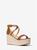 color LUGGAGE, Michael Kors | Serena Leather Wedge Sandal
