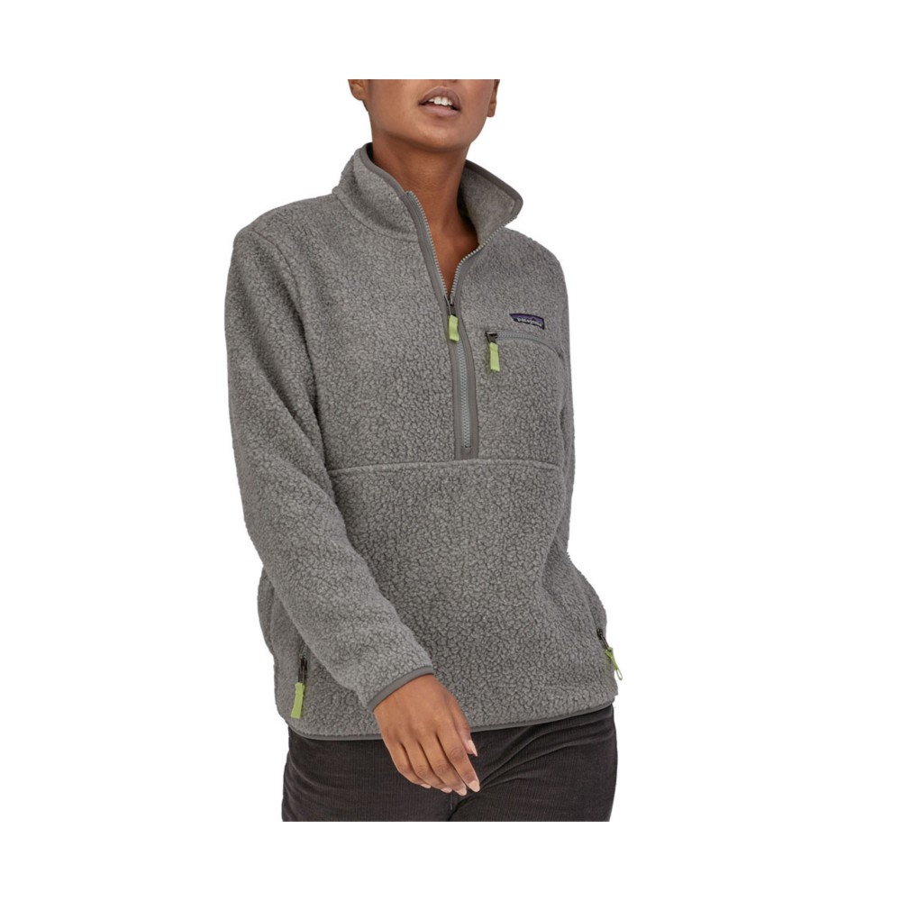 color Salt Grey Lime, Patagonia | Women's Retro Pile Fleece Marsupial 1/4 Zip