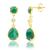 颜色: emerald, MAX + STONE | 18K Gold Plated Genuine Blue Sapphire 3 Stone Dangle Drop Earrings
