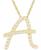 颜色: A, Macy's | Diamond Initial Pendant Necklace (1/10 ct. t.w.) in 14k Gold Over Sterling Silver, 16" + 2" Extender