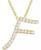 颜色: F, Macy's | Diamond Initial Pendant Necklace (1/10 ct. t.w.) in 14k Gold Over Sterling Silver, 16" + 2" Extender