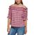 商品Tommy Hilfiger | Women's Plaid Off-The-Shoulder Top颜色Scarlt Multi