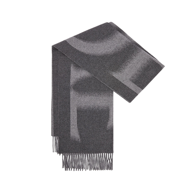 Loewe | 罗意威23新款 男女通用羊毛羊绒标志印花围巾, 颜色深灰色
