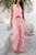 颜色: pink, TRUEDAMES | Solid V Neck Button Vest Pleated Suit Sets