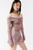 Urban Outfitters | UO Isla Long Sleeve Off-The-Shoulder Mini Dress, 颜色Pink Combo