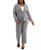 颜色: Granite, Le Suit | Plus Women's Notched-Lapel Blazer Pants Suit Set