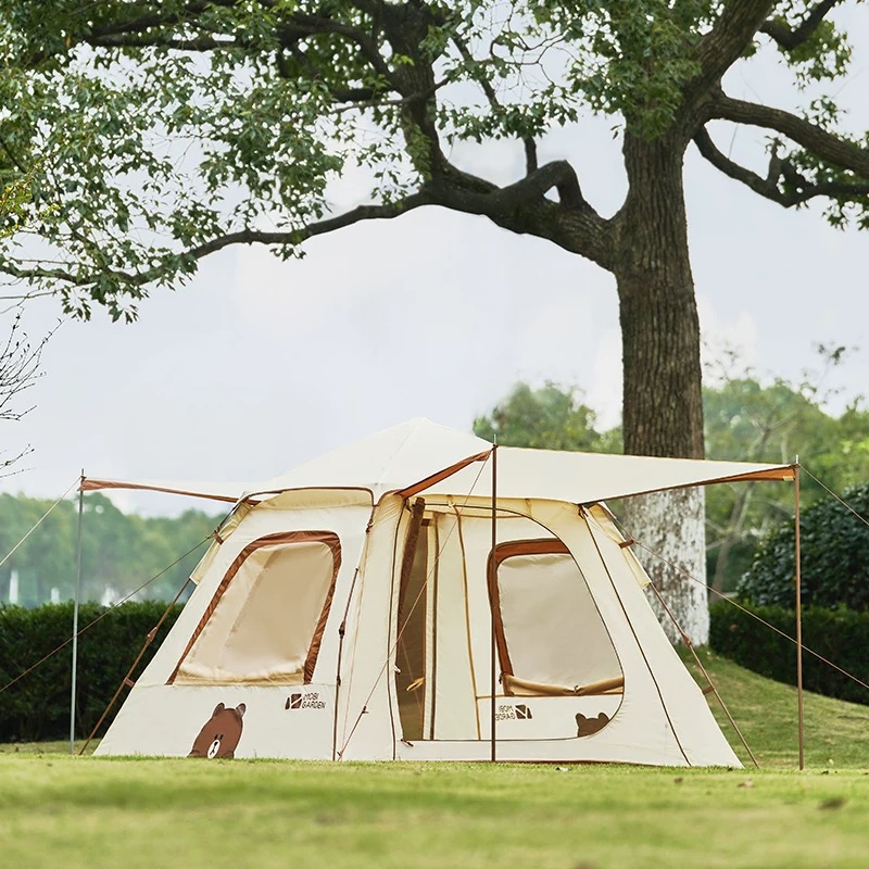 MobiGarden | LineFriends联名帐篷全自动户外露营野营便携式折叠零动145, 颜色布朗熊米白