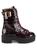 颜色: PLUM, Stuart Weitzman | Ryder Ultralift Croc-Embossed Leather Combat Boots