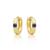 颜色: yellow gold created blue sapphire, MAX + STONE | 14k White or Yellow Gold Small 2.5MM Round Gemstone Huggie Hoop Earrings
