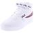 color White/Fila Navy/Fila Red, Fila | Fila Womens Vulc 13 Repeat Logo Faux Leather Mid Top Basketball Shoes