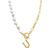 ADORNIA | 14k Gold-Plated Paperclip Chain & Mother-of-Pearl Initial F 17" Pendant Necklace, 颜色Letter U