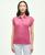 颜色: Dark Pink, Brooks Brothers | Linen-Cotton Blend Cap-Sleeve Polo Shirt