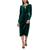 商品Kensie | Women's Velvet Faux-Wrap Long-Sleeve Dress颜色Emerald