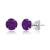 颜色: amythyst, MaxColor | 14k White Gold 6MM Round Stud Gemstone Earrings