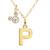 商品Disney | Mickey Mouse Initial Pendant 18" Necklace with Cubic Zirconia in 14k Yellow Gold颜色P