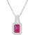 颜色: Ruby, Macy's | Emerald (1/2 ct. t.w.) & Diamond (1/8 ct. t.w.) Halo 18" Pendant Necklace in Sterling Silver (Also in Ruby & Sapphire)