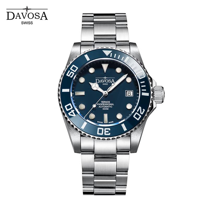商品第3个颜色蓝色, DAVOSA | 瑞士迪沃斯DAVOSA绿水鬼16155570绿鬼黑水鬼手表男士机械表