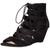 color Black, Sam Edelman | Sam Edelman Womens Santina Caged Lace-Up Wedge Sandals