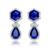 商品第1个颜色blue, Genevive | Rhodium-plated With Emerald & Diamond Cubic Zirconia Vintage Formal Halo Earrings In Sterling Silver