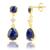 颜色: lapis lazuli, MAX + STONE | 18K Gold Plated Genuine Blue Sapphire 3 Stone Dangle Drop Earrings