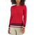 商品Tommy Hilfiger | Women's Cotton Cable-Knit Tipped Sleeve Sweater颜色Scarlet