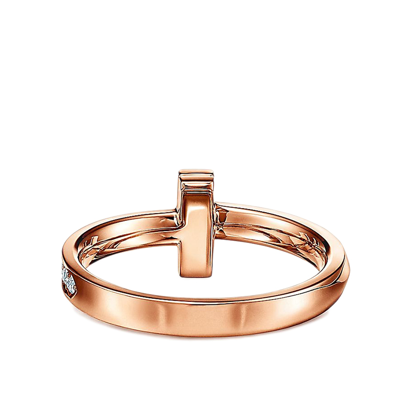 商品第3个颜色玫瑰金色 6.5, Tiffany & Co. |   Tiffany & Co./蒂芙尼 T1系列 18K金玫瑰金镶嵌钻石2.5mm宽戒指指环GRP11292