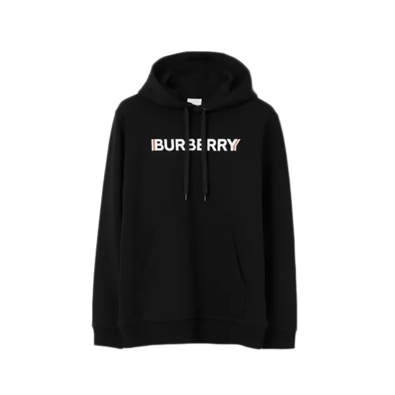 Burberry | BURBERRY/博柏利 女士黑色棉质徽标印休闲宽松连帽卫衣, 颜色XS