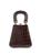 商品Staud | Kenny Croc-Embossed Leather Top Handle Bag颜色BROWN_FAUX