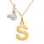 商品Disney | Mickey Mouse Initial Pendant 18" Necklace with Cubic Zirconia in 14k Yellow Gold颜色S