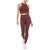 商品Calvin Klein | Women's Thin Rib High-Waist Text Leggings颜色Bitter Chocolate