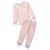 商品第3个颜色Pink Stripe, Tahari | Toddler Girls Striped Long Sleeve Split Neck Top and Jogger 2 Piece Pajama Set