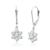 颜色: created opal silver, MAX + STONE | 14k White or Yellow Gold Gemstone Flower Dangle Leverback Earrings