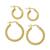 color Gold, Essentials | 2-Pc. Set Polished Small Hoop & Beaded Hoop Earrings in Gold-Plate or Silver Plate