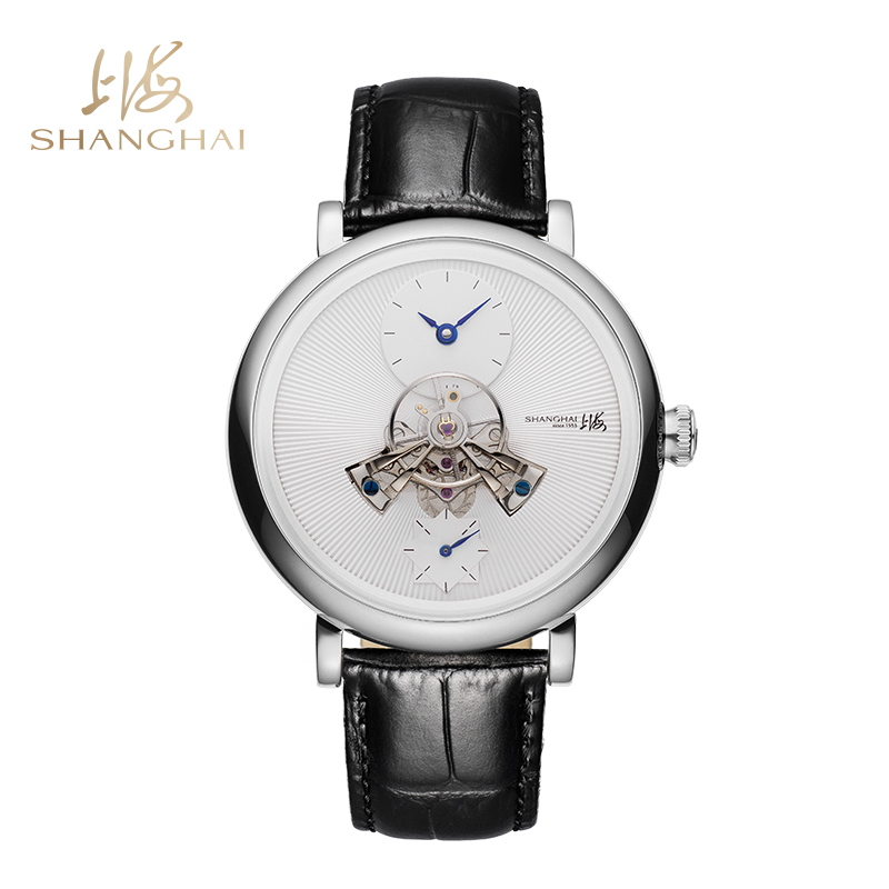 商品SHANGHAI WATCH |  大都会系列·穹境 自动上链机械男士腕表颜色白盘银白圈黑皮带