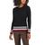商品Tommy Hilfiger | Women's Cotton Cable-Knit Tipped Sleeve Sweater颜色Black