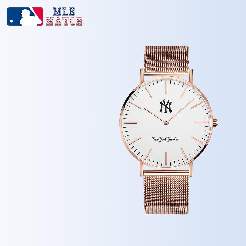 商品MLB | 时尚休闲石英手表潮牌防水学生表 MLB-SD024颜色2白面钢带款